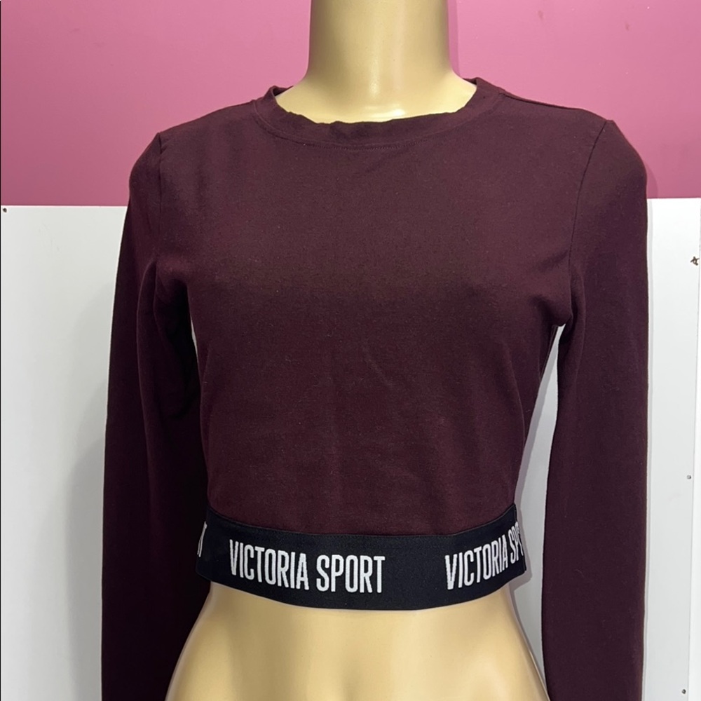 Victoria's Secret Red and‎ Black Long Sleeve Crop Sweatshirt zs S